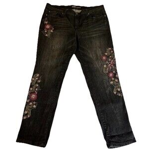 New York & Co. SoHo Denim Jeans Women's Size 16 Boyfriend Embroidered